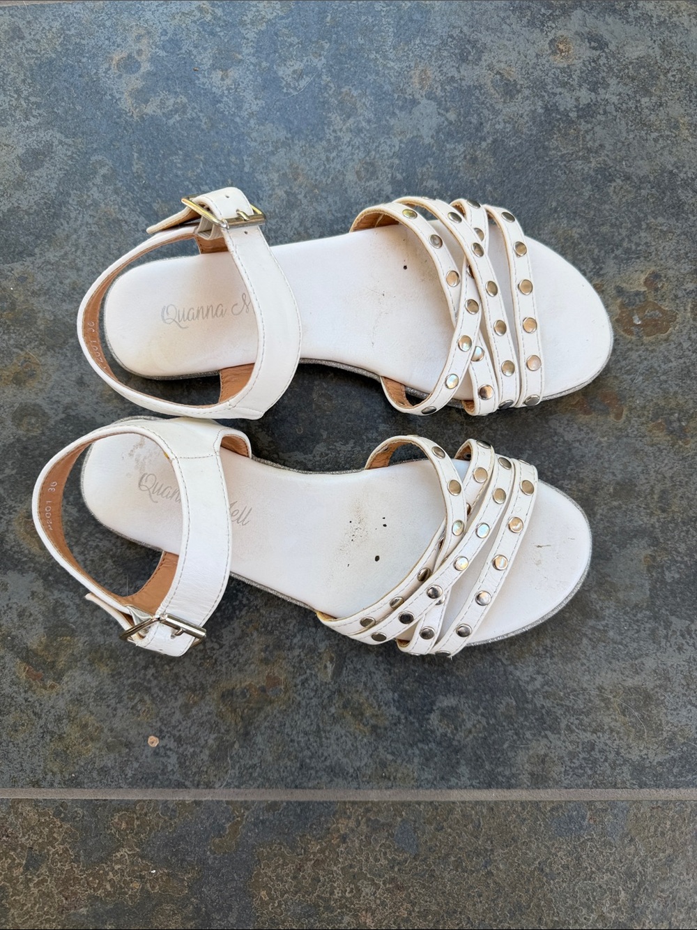 Girls' White Studded Strappy Sandals